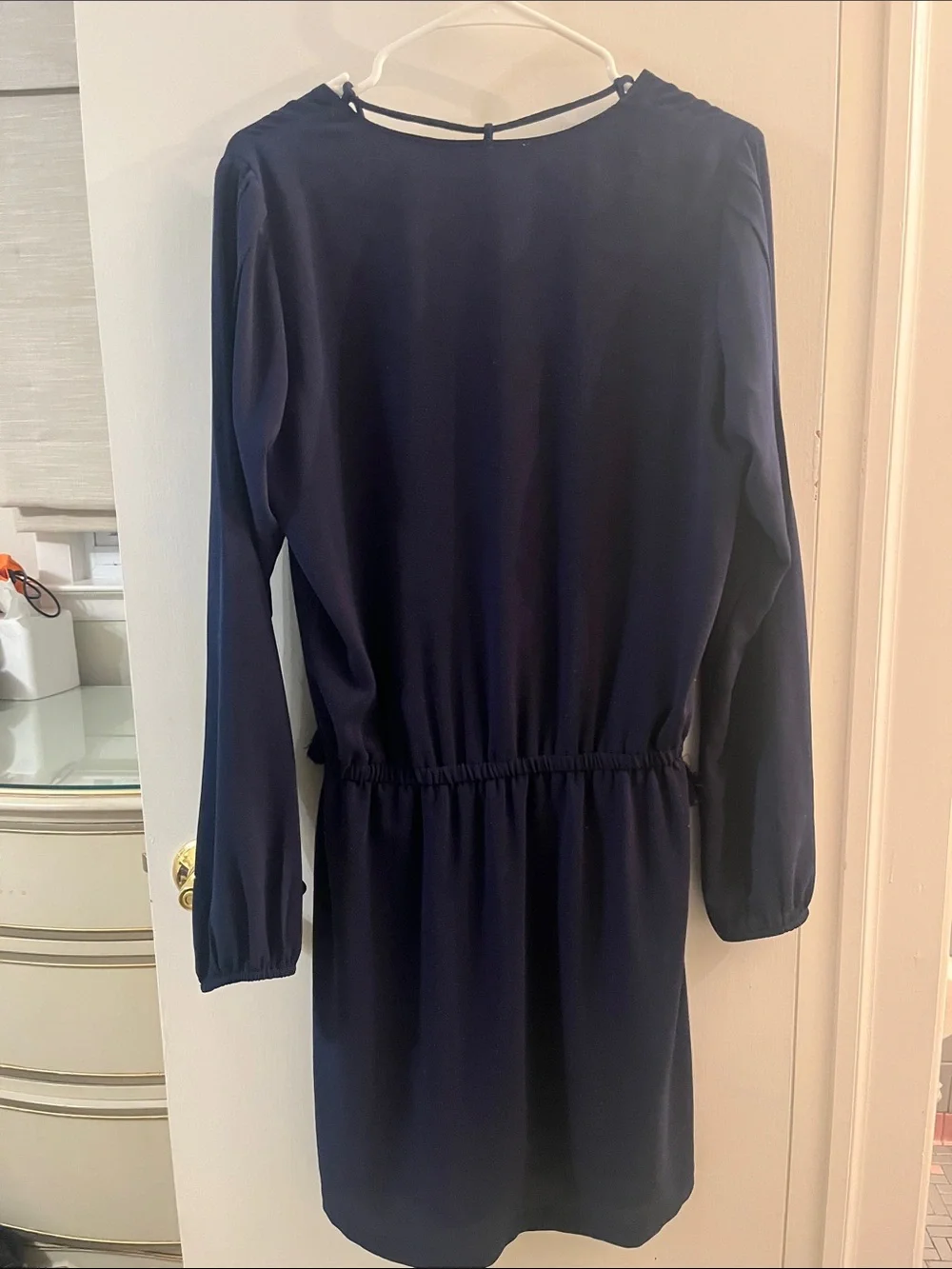 Navy Long-Sleeve Drawstring Michael Kors Dress Small